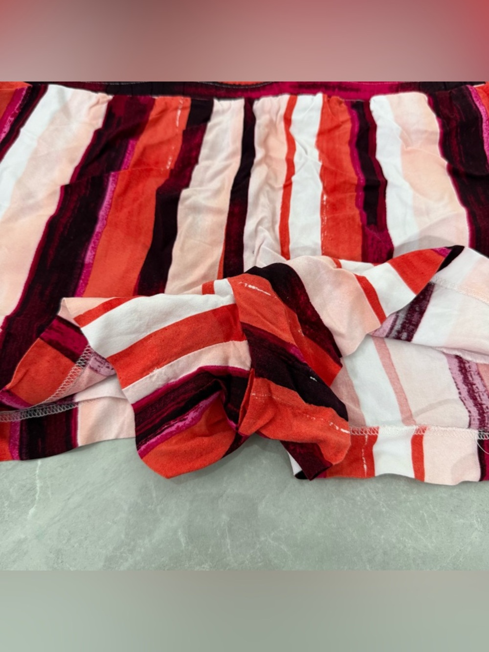 Women’s APT. 9 Mid Rise Striped Elastic Waist Casual Shorts Pockets Rayon Large - Picture 5 of 16